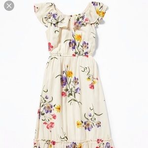 Beige floral midi dress
